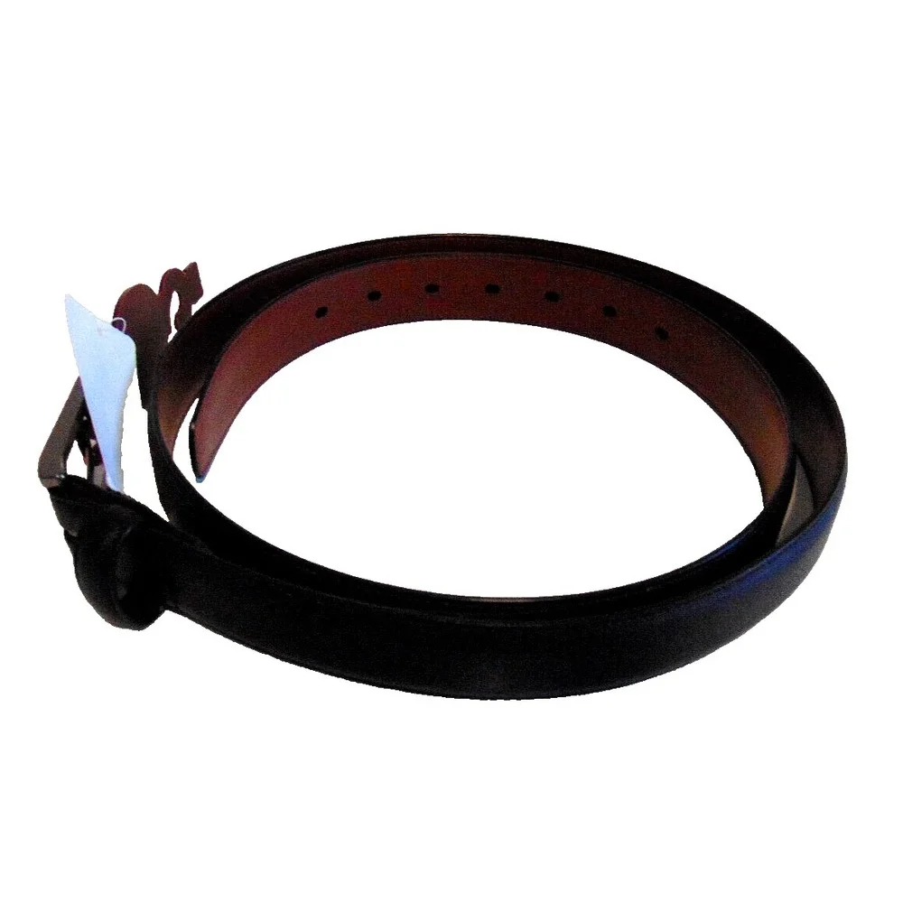 Men's Belt Black Size 42 Textured Bonded Leather Silver Buckle Perry Ellis
